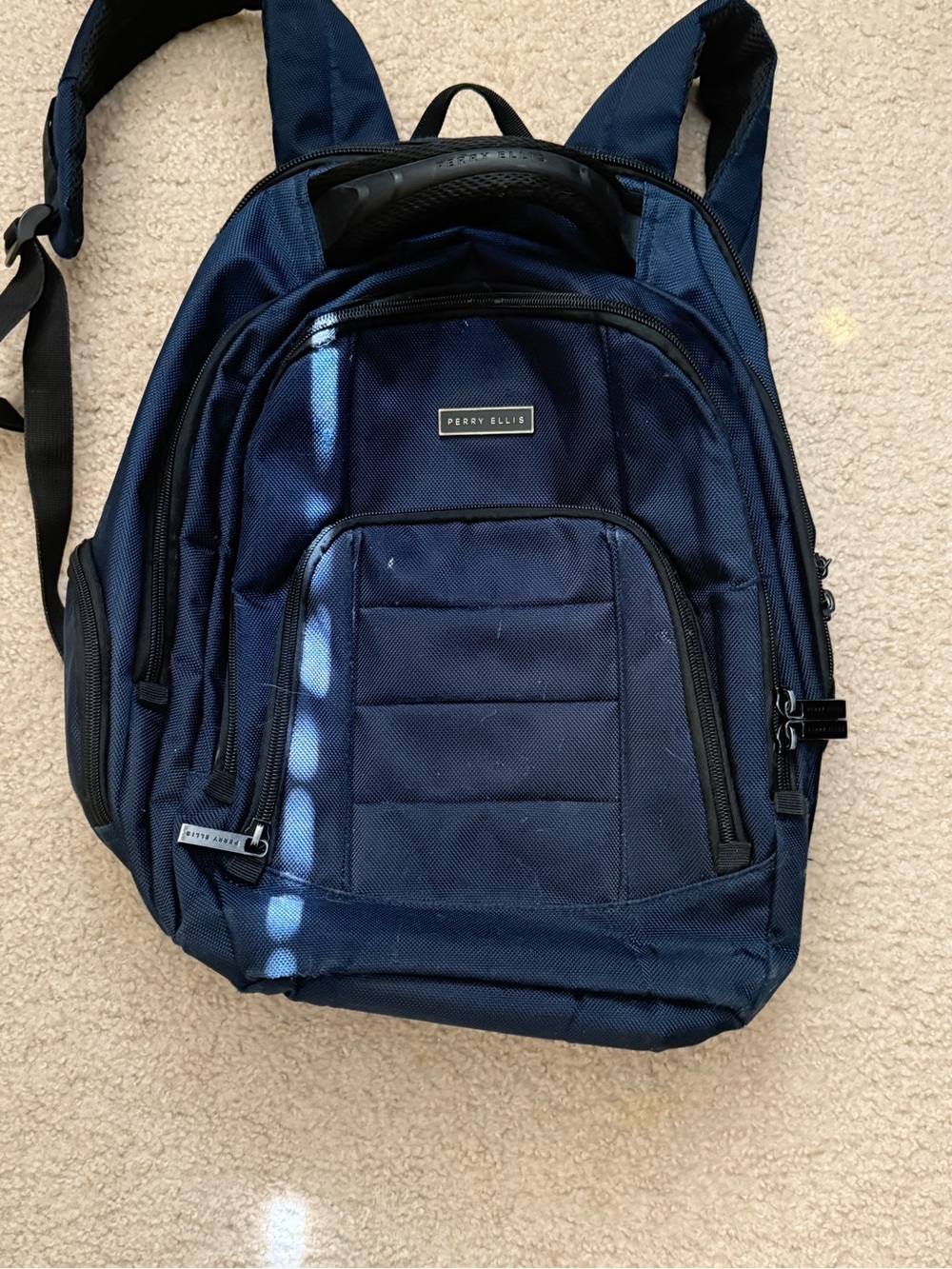 Perry Ellis Deep Navy Laptop Backpack for Men - Picture 1 of 5